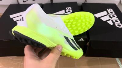 Men's Adidas X Crazyfast.1 TF Artificial Turf Low-Tops Football Shoes - Green/White/Black