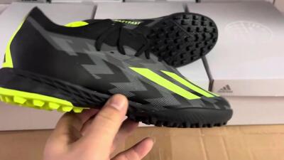 Men's Adidas X Crazyfast.1 TF Artificial Turf Low-Tops Football Shoes - Black/Yellow