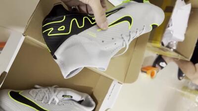 Men's Nike Air Zoom Mercurial Superfly 9 Elite FG Firm Ground High-Tops Football Boots - White/Black/Green