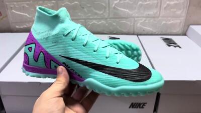 Unisex Nike Air Zoom Mercurial Superfly 9 Elite TF Artificial Turf High-Tops Football Shoes - Blue/Black/Purple