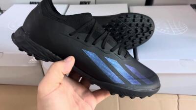 Men's Adidas X Crazyfast.1 TF Artificial Turf Low-Tops Football Shoes - Black/Blue