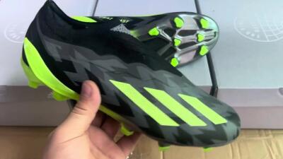 Men's Adidas X Crazyfast+ FG Firm Ground Low-Tops Football Boots - Grey/Black/Green