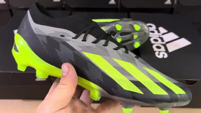 Men's Adidas x Crazyfast.1 FG Firm Ground Low-Tops Football Boots - Black/Green