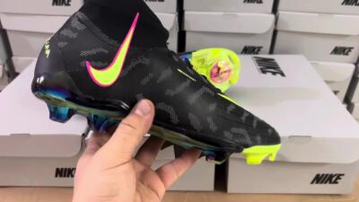 Men's Nike Phantom Luna Elite FG Firm Ground High-Tops Football Boots - Black/Yellow/Pink