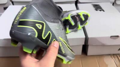 Men's Nike Air Zoom Mercurial Superfly 9 Elite FG Firm Ground High-Tops Football Boots - Grey/Silver/Black/Green