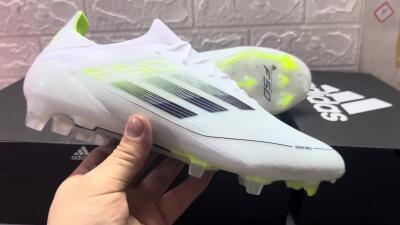 Men's Adidas F50 Adizero FG Firm Ground Low-Tops Football Boots - White/Black/Yellow