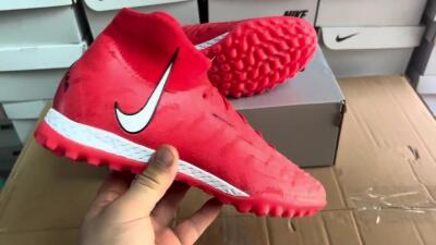 Men's Nike Phantom Luna Elite NU TF Artificial Turf High-Tops Football Shoes - Orange/Purple/Black