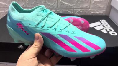 Men's Adidas X Crazyfast.1 Messi.1 FG Firm Ground Low-Tops Football Boots - Blue/Pink/Purple