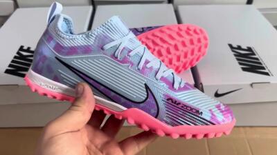 Unisex Nike Air Zoom Mercurial Vapor 15 Pro TF Artificial Turf Low-Tops Football Shoes - Silver/Purple/Red