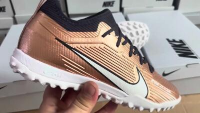 Unisex Nike Air Zoom Mercurial Vapor 15 Pro TF Artificial Turf Low-Tops Football Shoes - Rose Gold/Black/White