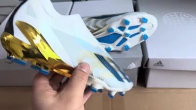 Men's Adidas X Crazyfast.1 FG Firm Ground Low-Tops Football Boots - White/Blue/Gold