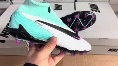Unisex Nike Phantom GX Elite DF FG Firm Ground High-Tops Football Boots - White/Purple/Jade
