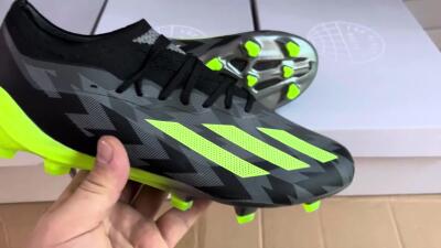 Men's Adidas X Crazyfast+ FG Firm Ground Low-Tops Football Boots - Black/Grey/Green