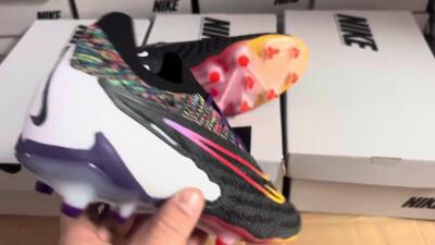 Unisex Nike Phantom GX Elite FG Firm Ground Low-Tops Football Boots - Black/Purple/Rainbow