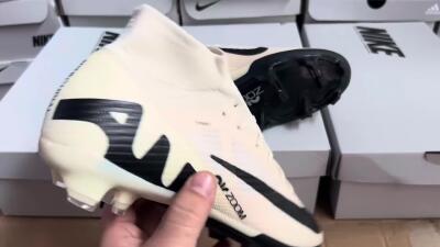 Unisex Nike Air Zoom Mercurial Superfly 9 Elite FG Firm Ground High-Tops Football Boots - Beige/Black