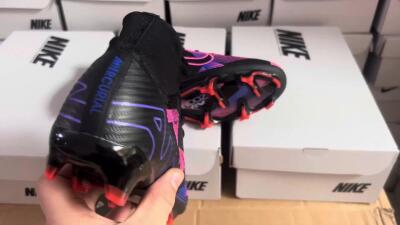 Unisex Nike Air Zoom Mercurial Superfly 9 Elite FG Firm Ground High-Tops Football Boots - Black/Purple/Pink