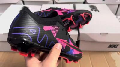 Unisex Nike Air Zoom Mercurial Vapor 15 Elite FG Firm Ground Low-Tops Football Boots - Black/Purple/Pink