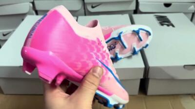 Unisex Nike Air Zoom Mercurial Vapor 15 Elite FG Firm Ground Low-Tops Football Boots - Beige/Pink/Blue