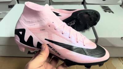 Unisex Nike Air Zoom Mercurial Superfly 9 Elite FG Firm Ground High-Tops Football Boots - Pink/Black