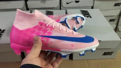 Unisex Nike Air Zoom Mercurial Superfly 9 Elite FG Firm Ground High-Tops Football Boots - Pink/Blue/White
