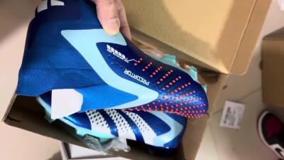 Men's Adidas Predator Accuracy+ FG Firm Ground High-Tops Football Boots - Blue/White/Orange