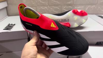 Men's Adidas Predator Accuracy+ FG Firm Ground Low-Tops Football Boots - Black/White/Red