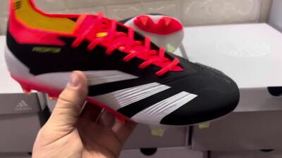 Men's Adidas Predator Accuracy.1 FG Firm Ground Low-Tops Football Boots - Black/White/Red