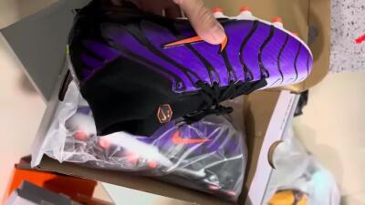 Men's Nike Air Zoom Mercurial Superfly 9 Elite AG Artificial Grass High-Tops Football Boots - Purple/Black/Orange