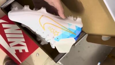 Unisex Nike Air Zoom Mercurial Superfly 9 Elite FG Firm Ground High-Tops Football Boots - White/Blue/Gold