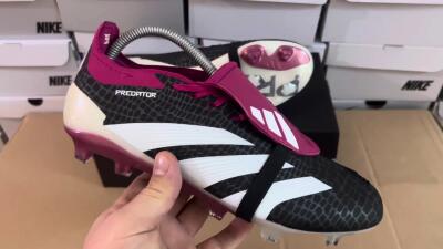 Men's Adidas Predator Accuracy+ FG Firm Ground Low-Tops Football Boots - Black/White/Purple