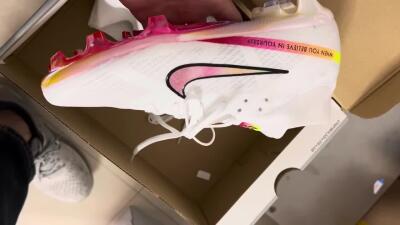 Unisex Nike Air Zoom Mercurial Superfly 9 Elite FG Firm Ground High-Tops Football Boots - White/Pink/Black/Yellow/Gold