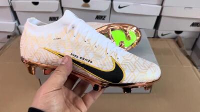 Unisex Nike Air Zoom Mercurial Vapor 15 Elite FG Firm Ground Low-Tops Football Boots - White/Gold/Black