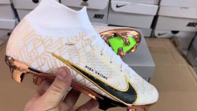 Unisex Nike Air Zoom Mercurial Superfly 9 Elite FG Firm Ground High-Tops Football Boots - White/Black/Gold