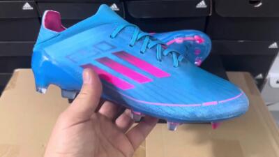 Unisex Adidas F50 Adizero FG Firm Ground Low-Tops Football Boots - Blue/Pink