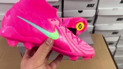 Unisex Nike Phantom Luna Elite NU FG Firm Ground High-Tops Football Boots - Pink/Yellow/Jade