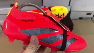 Men's Adidas Predator Elite Foldover Tongue FG Firm Ground Low-Tops Football Boots - Red/Black/Yellow