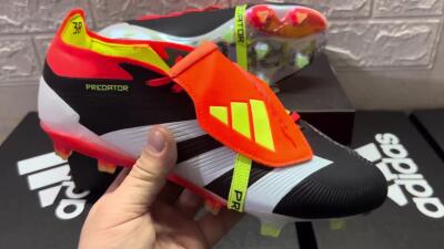 Men's Adidas Predator Elite Foldover Tongue FG Firm Ground Low-Tops Football Boots - White/Black/Red