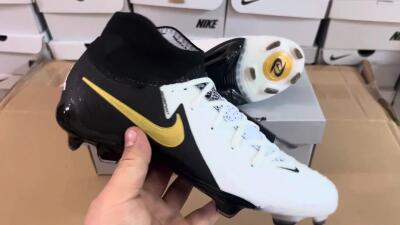 Men's Nike Phantom Luna Elite NU FG Firm Ground High-Tops Football Boots - White/Black/Gold