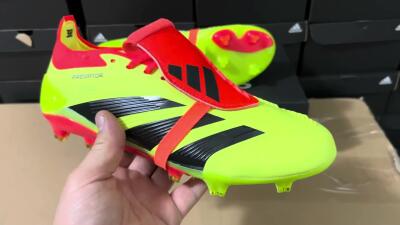 Men's Adidas Predator Elite Foldover Tongue FG Firm Ground Low-Tops Football Boots - Yellow/Black/Red
