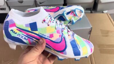 Unisex Nike Air Zoom Mercurial Vapor 15 Elite FG Firm Ground Low-Tops Football Boots - White/Rainbow