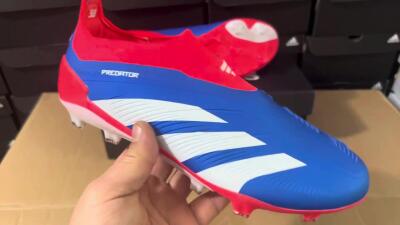 Men's Adidas Predator Elite Laceless FG Firm Ground Low-Tops Football Boots - Blue/White/Red