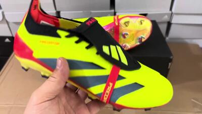 Men's Adidas Predator Elite Foldover Tongue FG Firm Ground Low-Tops Football Boots - Yellow/Black/Pink