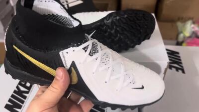 Unisex Nike Phantom Luna 2 Elite TF Artificial Turf High-Tops Football Shoes - White/Black/Gold