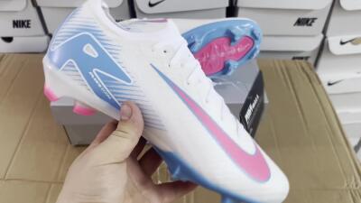 Men's Nike Air Zoom Mercurial Vapor 16 Elite FG Firm Ground Low-Tops Football Boots - White/Pink/Blue