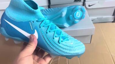 Men's Nike Phantom Luna Elite NU FG Firm Ground High-Tops Football Boots - Light Blue/White