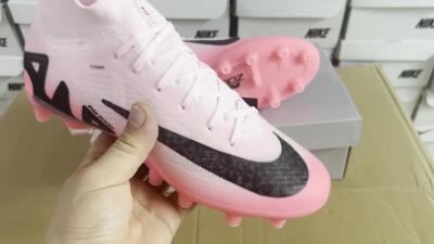 Men's Nike Air Zoom Mercurial Superfly 9 Elite FG Artificial Grass High-Tops Football Boots - Pink/Black
