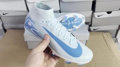 Men's Nike Air Zoom Mercurial Superfly 10 Elite FG Firm Ground High-Tops Football Boots - Jade/White/Blue