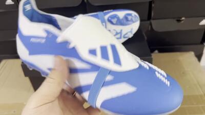 Men's Adidas Predator Elite Foldover Tongue FG Firm Ground Low-Tops Football Boots - Blue/white/Beige